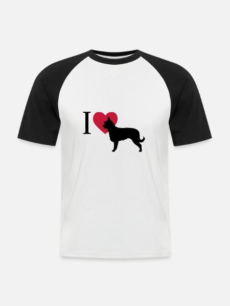 J'aime Berger de Picardie - T-shirt baseball manches courtes Homme - blanc/noir