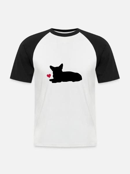 Corgi - Men's Baseball T-Shirt - white/black