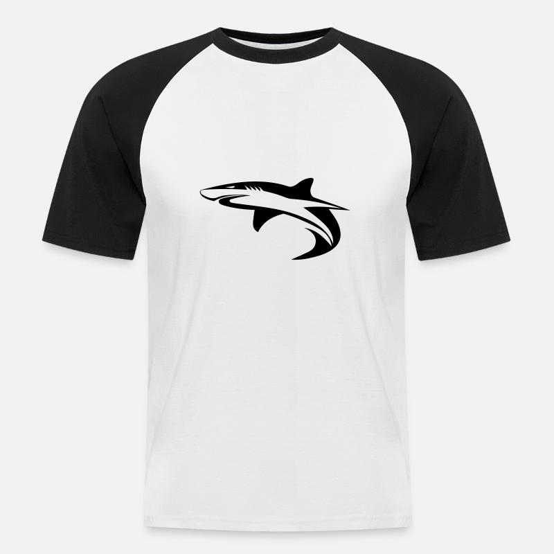 Shark - Vector Geometry Design - Men's Baseball T-Shirt - white/black