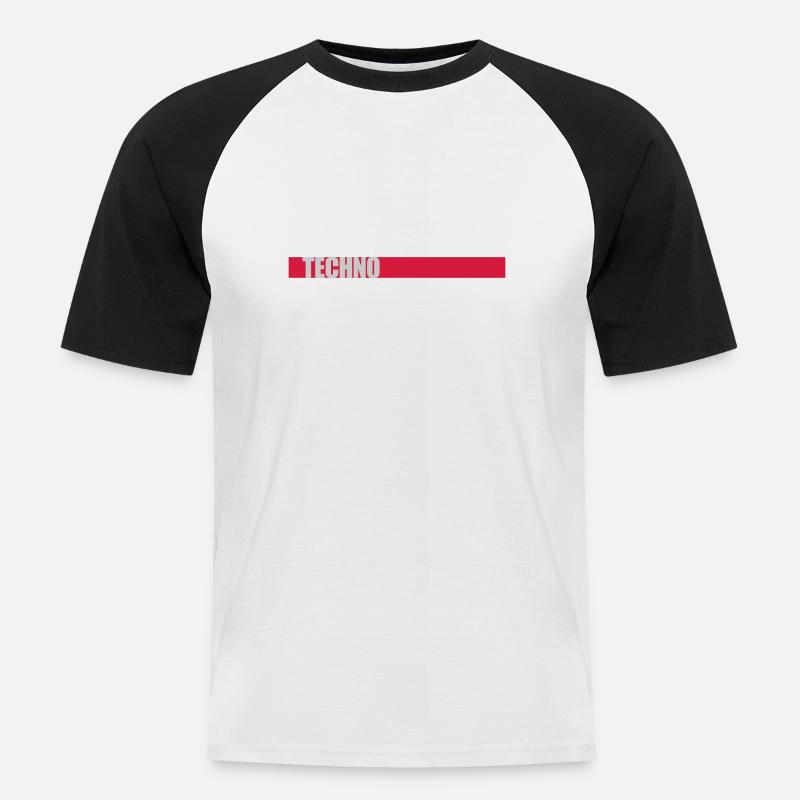 Techno Musik Logo - Männer Baseball-T-Shirt - Weiß/Schwarz