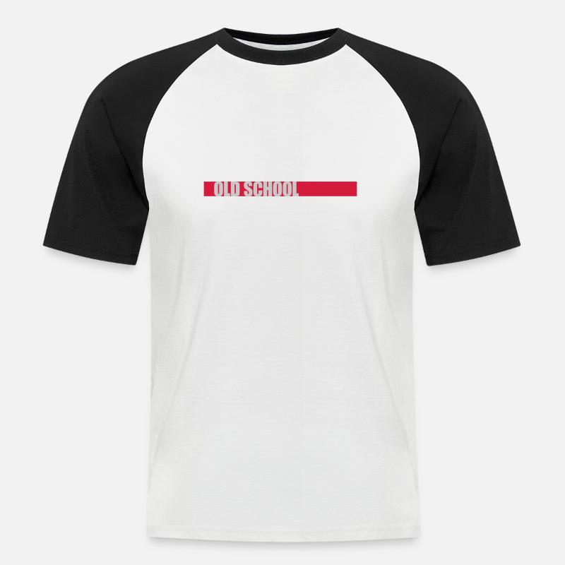 Balken Old School - Männer Baseball-T-Shirt - Weiß/Schwarz