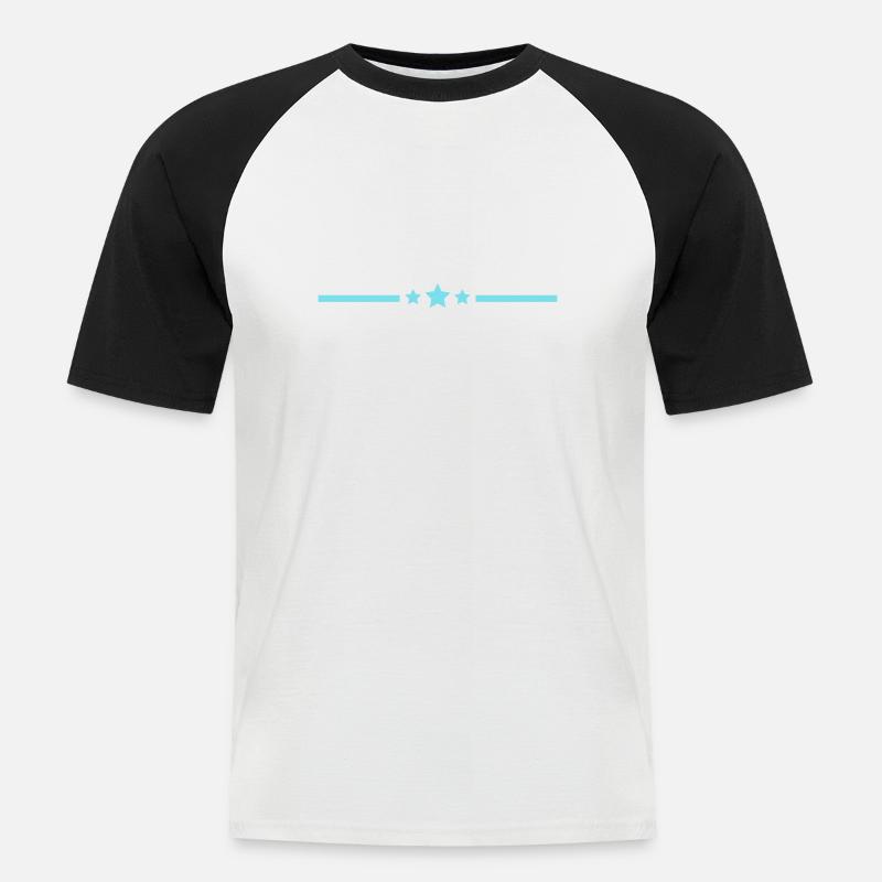linie sterne - Männer Baseball-T-Shirt - Weiß/Schwarz