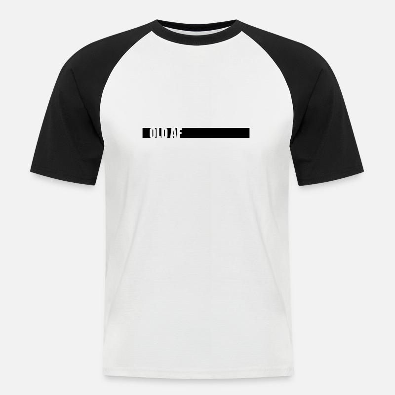old AF Text Logo - Männer Baseball-T-Shirt - Weiß/Schwarz