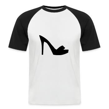 Schuh - Männer Baseball-T-Shirt - Weiß/Schwarz - Vorne - Nik (191cm)