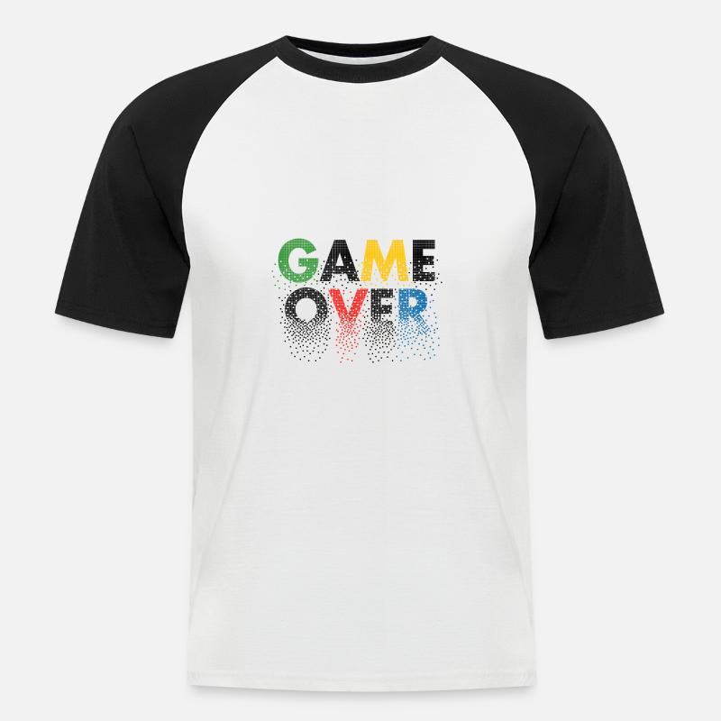 Game Over - tolle Geschenkidee - Männer Baseball-T-Shirt - Weiß/Schwarz