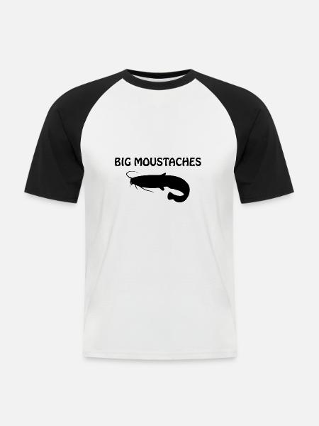 Big Whiskers - Catfish Fish - Men's Baseball T-Shirt - white/black