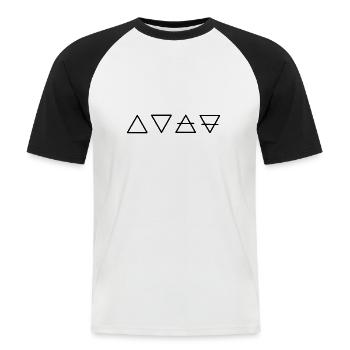 Quatre éléments - le feu, l’eau, l’air, la terre - T-shirt baseball manches courtes Homme - blanc/noir - Devant - Nik (191cm)