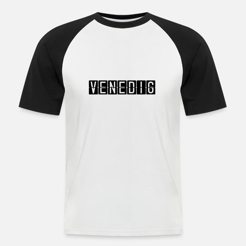 Venedig Flughafentafel - Männer Baseball-T-Shirt - Weiß/Schwarz