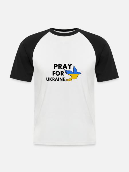 Pray for ukraine - Männer Baseball-T-Shirt - Weiß/Schwarz