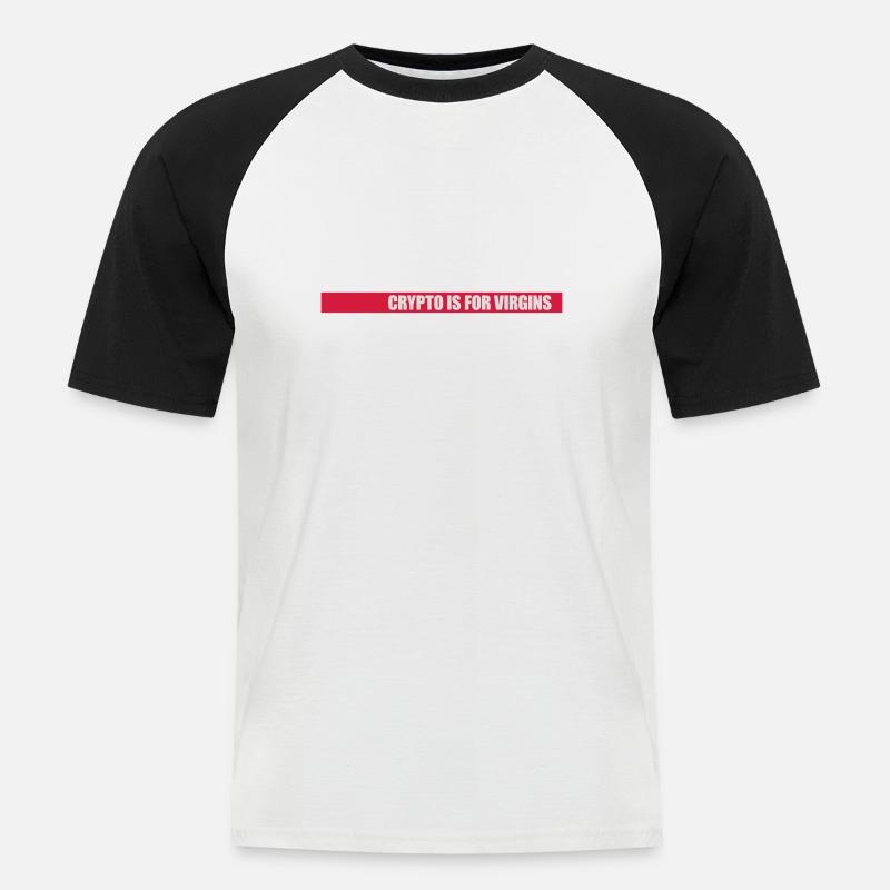 crypto is for virgins - Männer Baseball-T-Shirt - Weiß/Schwarz