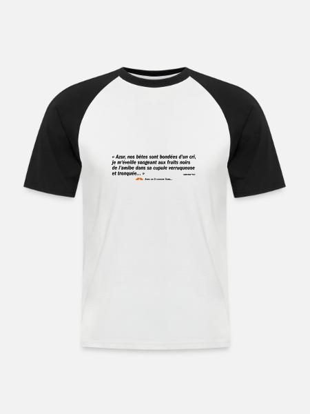 Azur... (b) - T-shirt baseball manches courtes Homme - blanc/noir