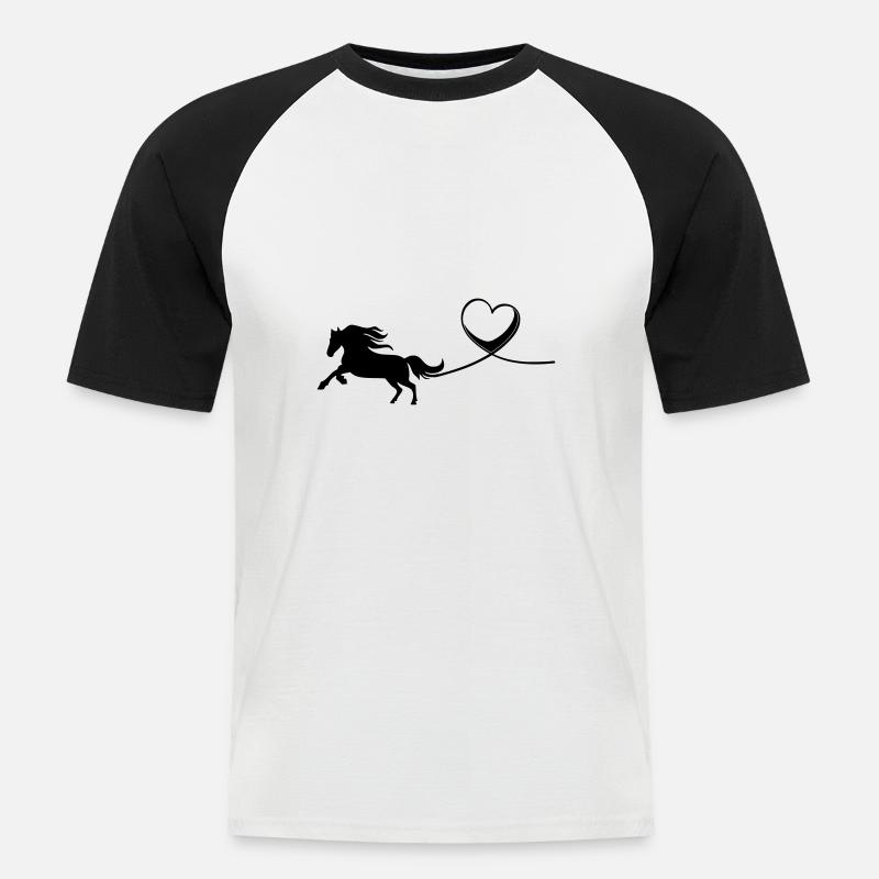 Pferd Herz Liebe - Männer Baseball-T-Shirt - Weiß/Schwarz