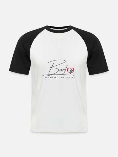 Barf für mein Tier - Männer Baseball-T-Shirt - Weiß/Schwarz