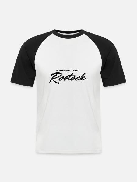 Hansestadt Rostock - Männer Baseball-T-Shirt - Weiß/Schwarz