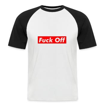 F*ck Off - T-shirt baseball manches courtes Homme - blanc/noir - Devant - Nik (191cm)