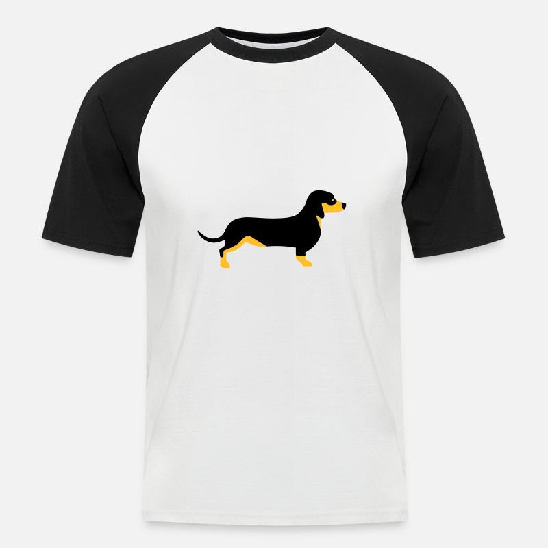 Dackel - Männer Baseball-T-Shirt - Weiß/Schwarz