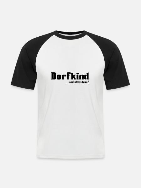 Dorfkind - Männer Baseball-T-Shirt - Weiß/Schwarz