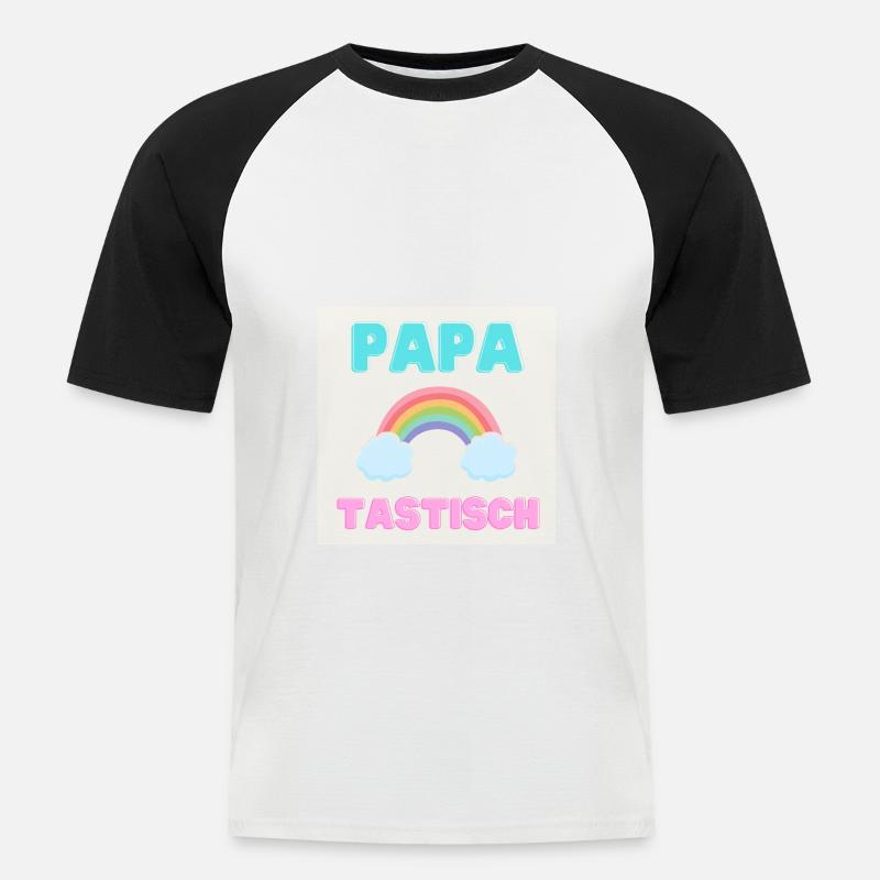 papatastisch - Regenbogen (Rainbow) Version - Männer Baseball-T-Shirt - Weiß/Schwarz