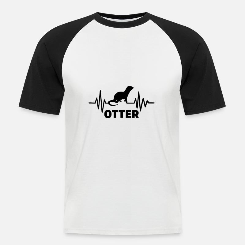 Otter - Männer Baseball-T-Shirt - Weiß/Schwarz