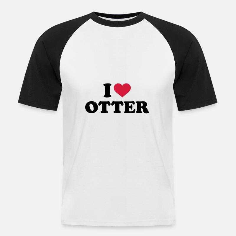 Otter - Männer Baseball-T-Shirt - Weiß/Schwarz