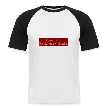 chemnitz - Männer Baseball-T-Shirt - Weiß/Schwarz - Vorne - Nik (191cm)