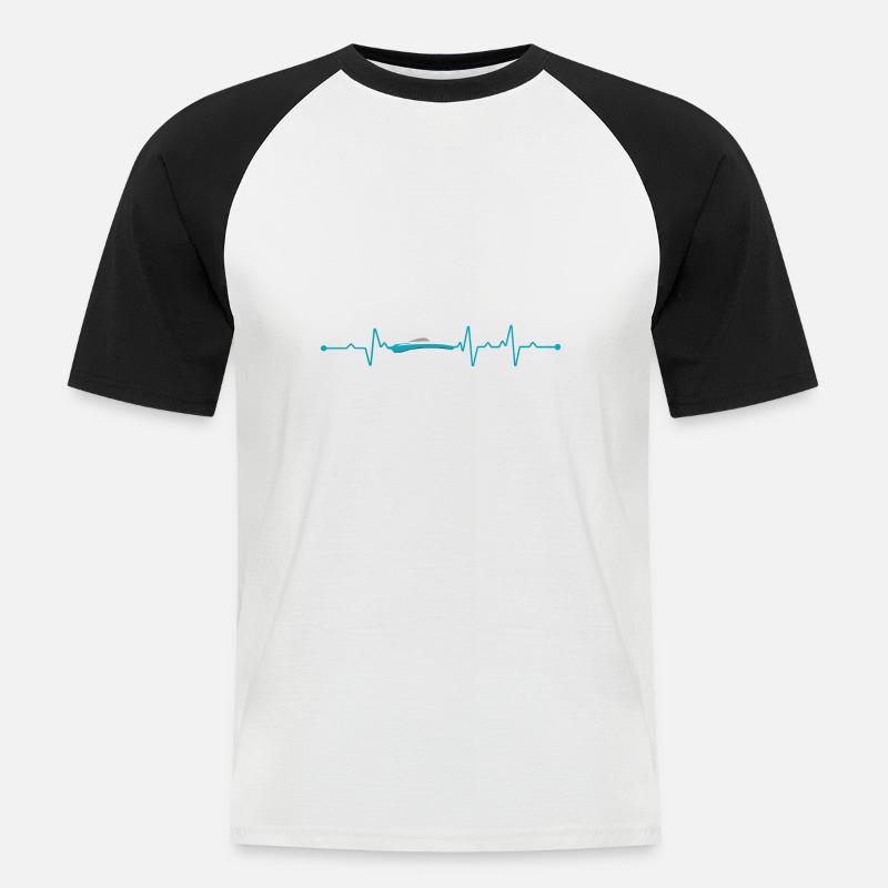 Bootfahren Herzschlag Boot - Männer Baseball-T-Shirt - Weiß/Schwarz