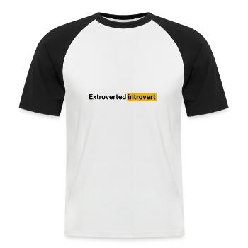 Extroverted introvert (black) - Männer Baseball-T-Shirt - Weiß/Schwarz - Vorne - Nik (191cm)