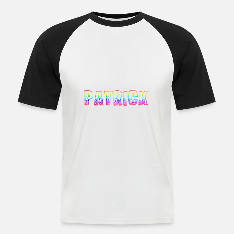 patrick rs regenbogen - Männer Baseball-T-Shirt - Weiß/Schwarz