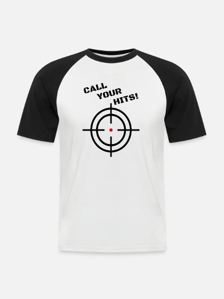CALL YOUR HITS! - Männer Baseball-T-Shirt - Weiß/Schwarz