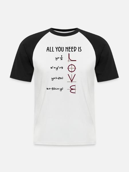 Alt du behøver er kærlighed (ligninger) Gave - Kortærmet herre-baseballshirt - hvid/sort