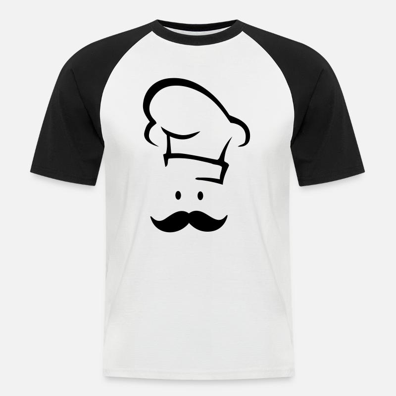 Cook Face - Männer Baseball-T-Shirt - Weiß/Schwarz