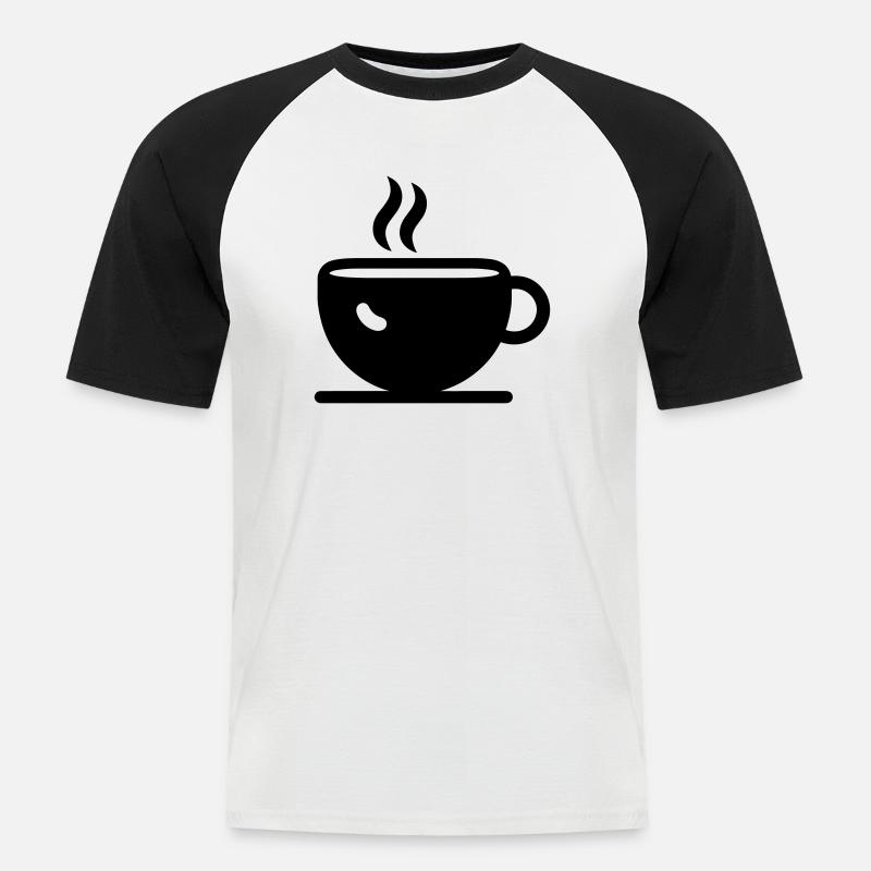 Kaffee - Männer Baseball-T-Shirt - Weiß/Schwarz