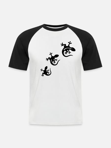 GECKO Terzett - Männer Baseball-T-Shirt - Weiß/Schwarz