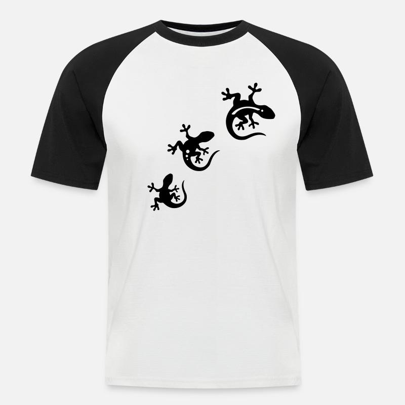 GECKO trio - T-shirt baseball manches courtes Homme - blanc/noir
