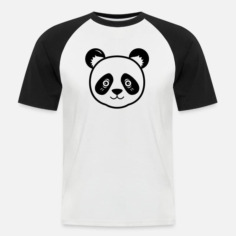 Panda - Männer Baseball-T-Shirt - Weiß/Schwarz