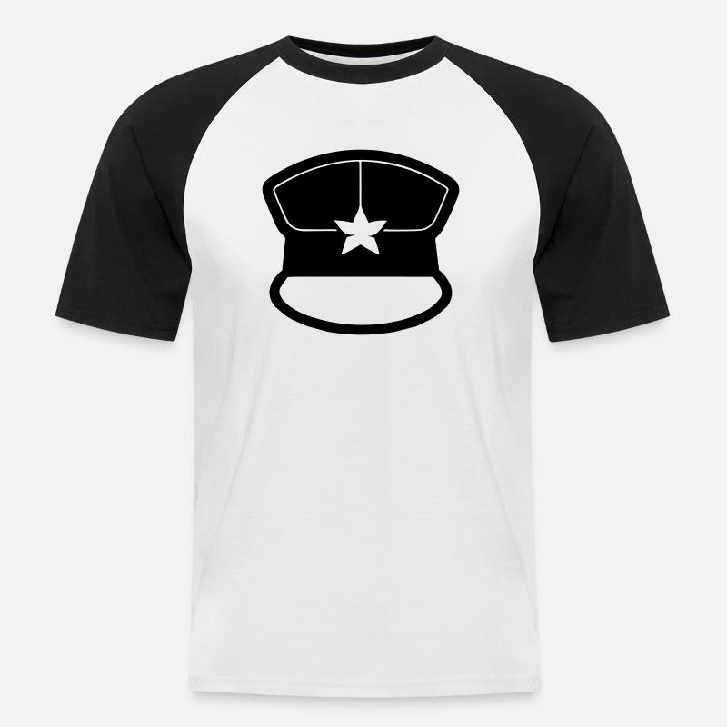 Polizeihelm - Männer Baseball-T-Shirt - Weiß/Schwarz