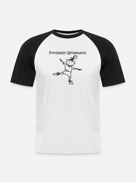 Prinzessin Wirbelwind - Männer Baseball-T-Shirt - Weiß/Schwarz