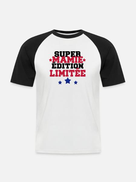 super mamie édition limitée - T-shirt baseball manches courtes Homme - blanc/noir