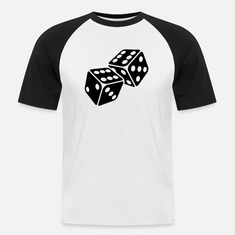 Würfel 6er Pasch - Sechserpasch - Männer Baseball-T-Shirt - Weiß/Schwarz