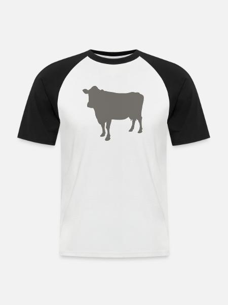 Kuh - Männer Baseball-T-Shirt - Weiß/Schwarz