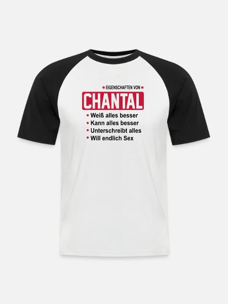 chantal - Männer Baseball-T-Shirt - Weiß/Schwarz