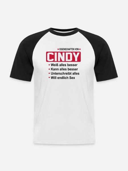 cindy - Männer Baseball-T-Shirt - Weiß/Schwarz