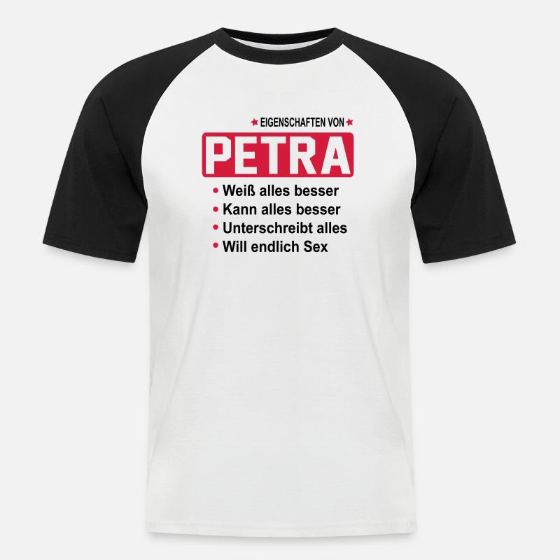 petra - Männer Baseball-T-Shirt - Weiß/Schwarz
