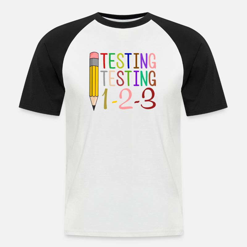 Testing, Testing, 1-2-3 Fun Gift - Men's Baseball T-Shirt - white/black