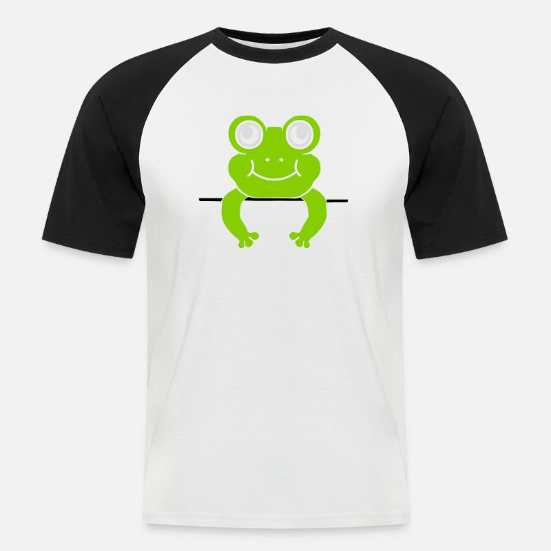 Frosch Mauer Schild Comic - Männer Baseball-T-Shirt - Weiß/Schwarz
