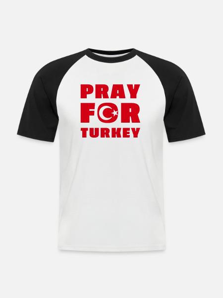 pray for turkey - Männer Baseball-T-Shirt - Weiß/Schwarz