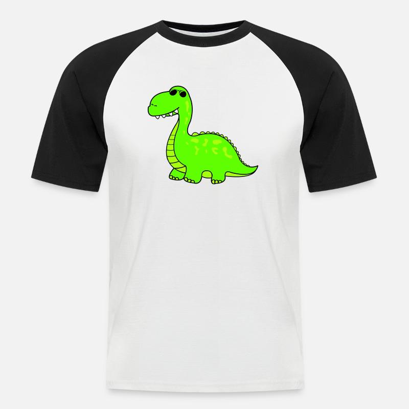 cool dino - Männer Baseball-T-Shirt - Weiß/Schwarz