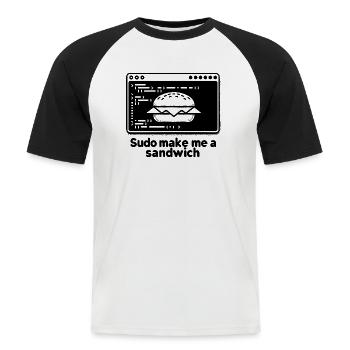 Sudo mach mir ein Sandwich - Männer Baseball-T-Shirt - Weiß/Schwarz - Vorne - Nik (191cm)