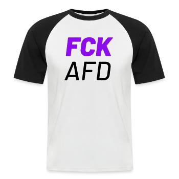 fck and - Männer Baseball-T-Shirt - Weiß/Schwarz - Vorne - Nik (191cm)