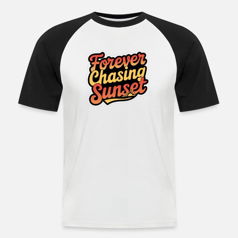 Forever Chasing Sunset 17 - Männer Baseball-T-Shirt - Weiß/Schwarz